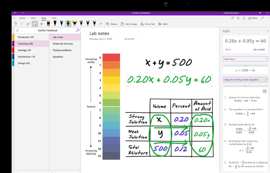 onenote app interface