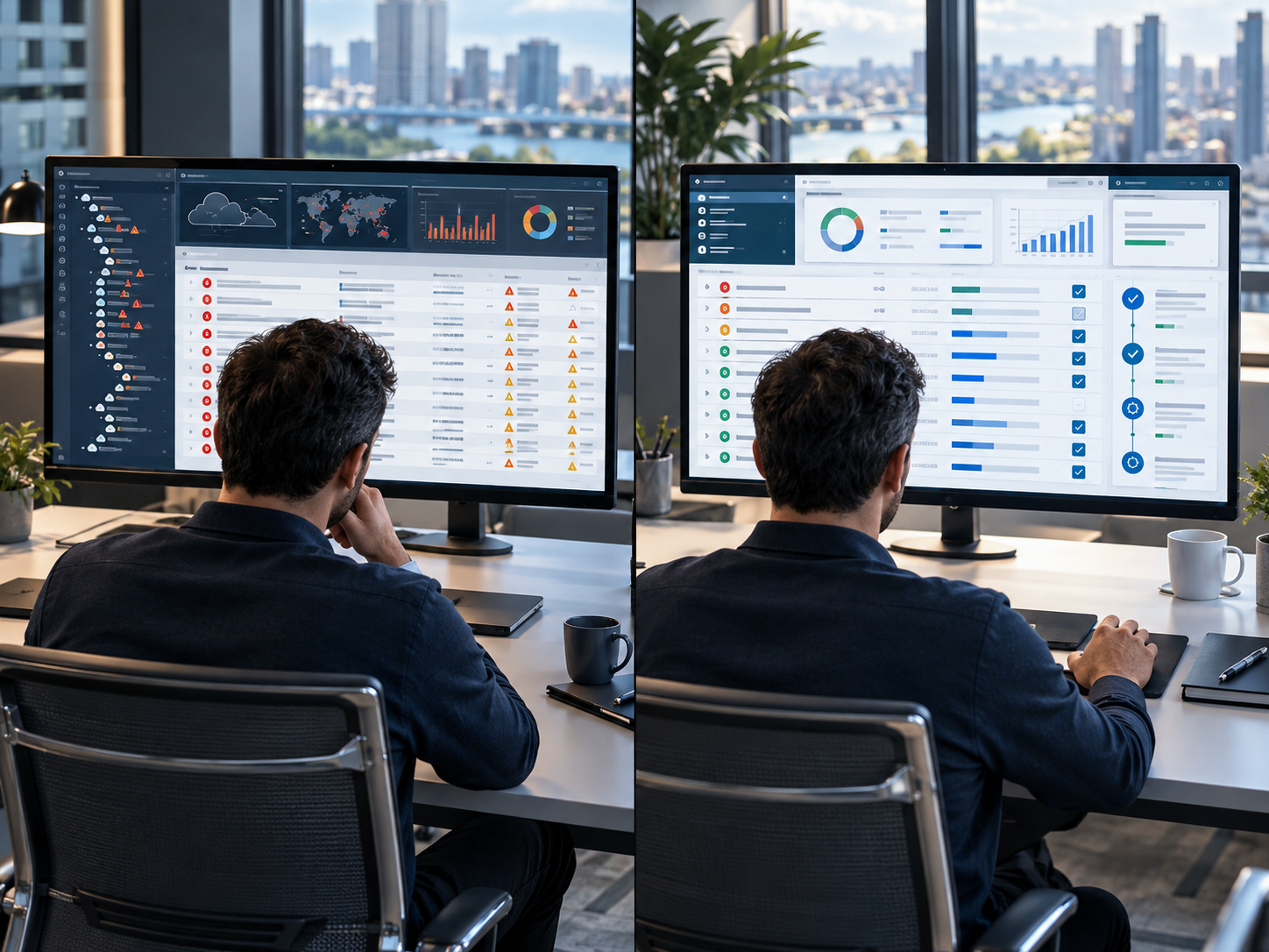 People working through a connected workflow