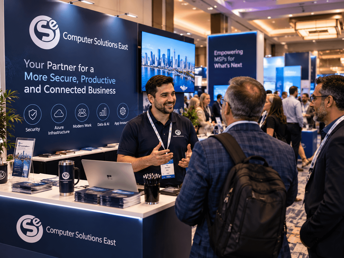 People working through a connected workflow