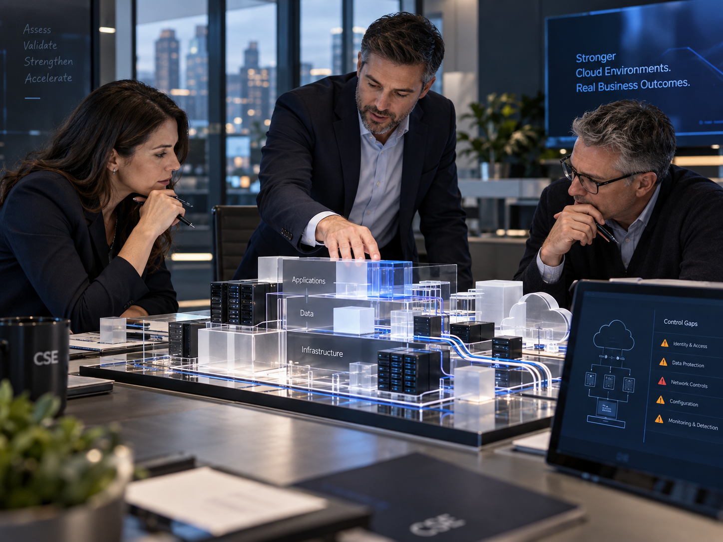A team collaborating in a modern workplace